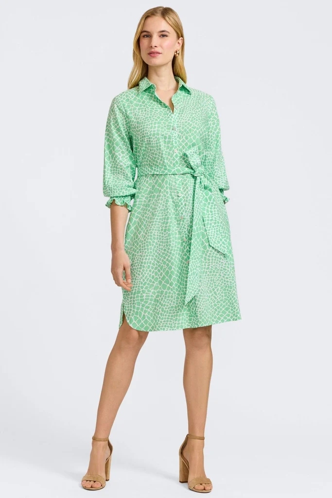 Abby Linen Giraffe 3/4 Sleeve Dress - Image 4