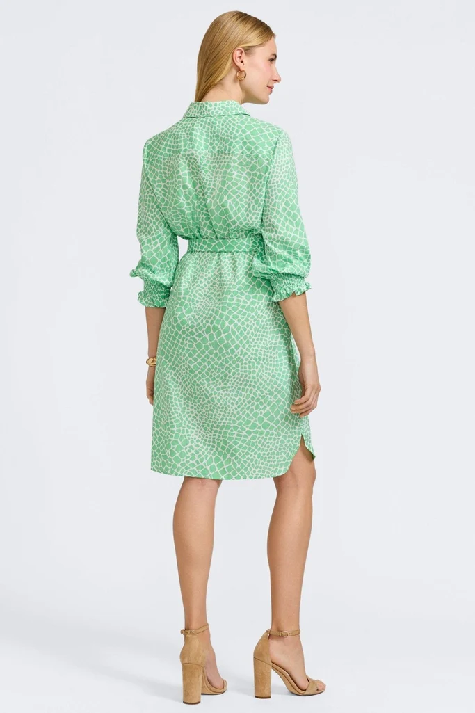 Abby Linen Giraffe 3/4 Sleeve Dress - Image 5
