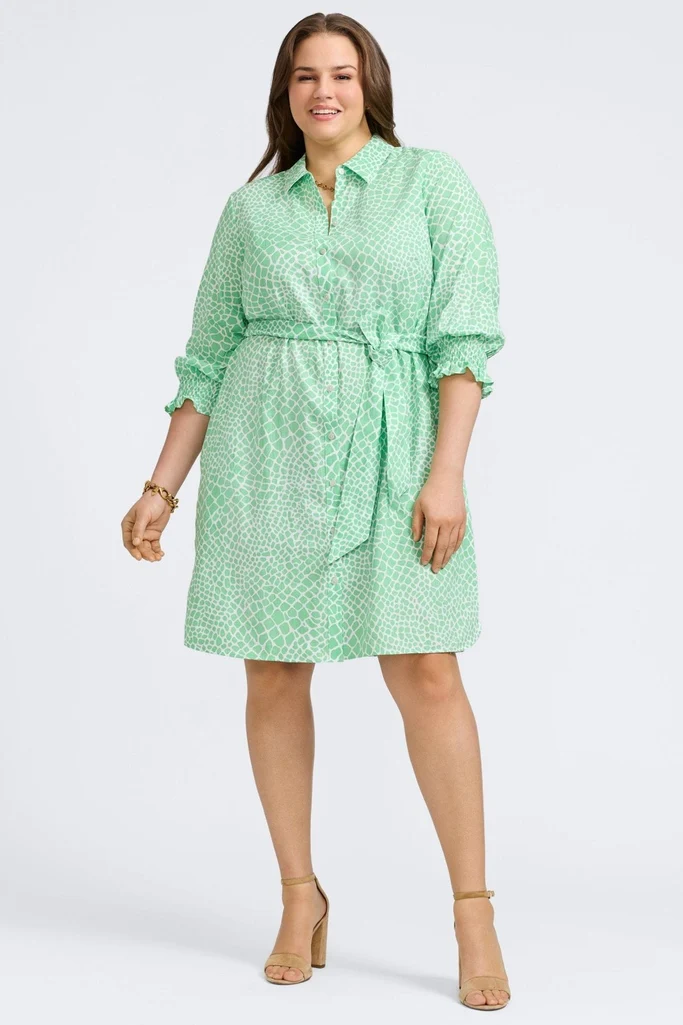 Abby Plus Linen Giraffe 3/4 Sleeve Dress - Image 11