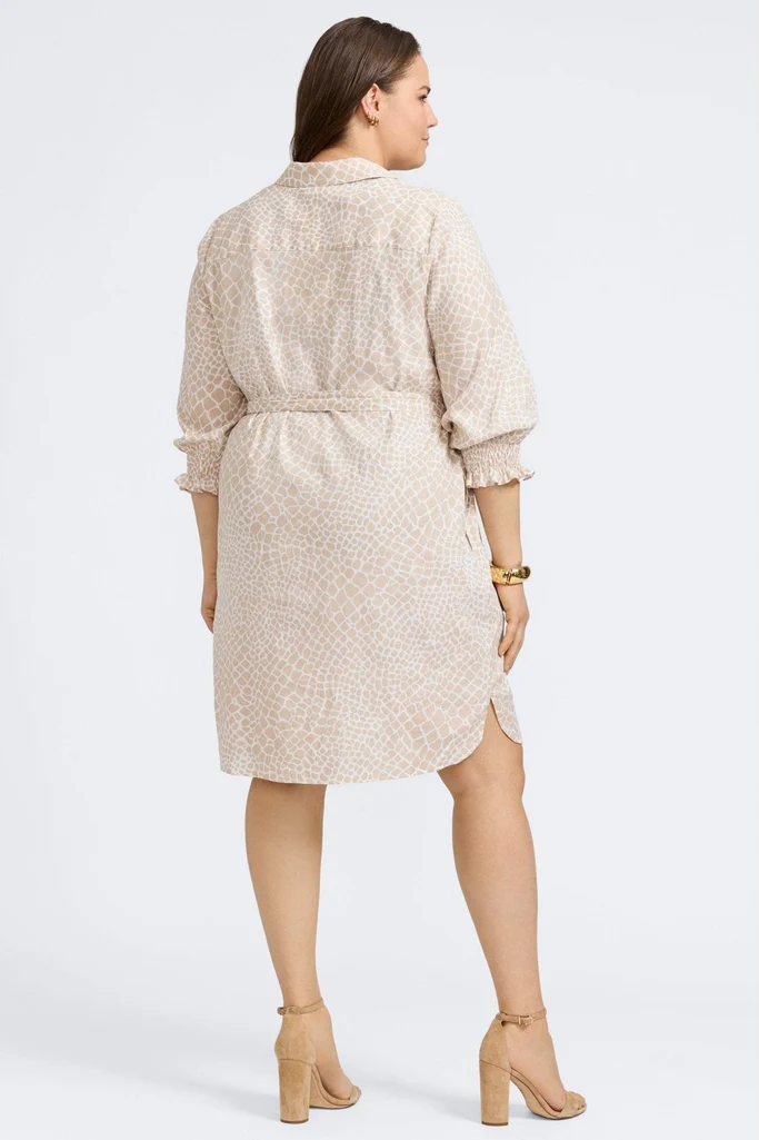 Abby Plus Linen Giraffe 3/4 Sleeve Dress - Image 5