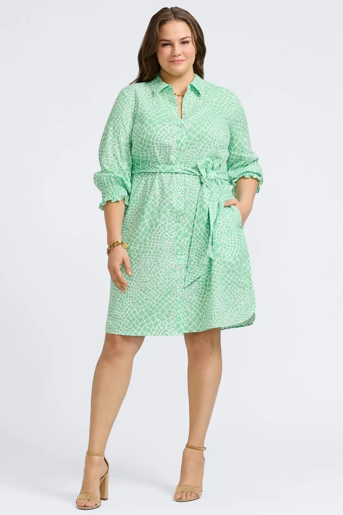 Abby Plus Linen Giraffe 3/4 Sleeve Dress - Image 8