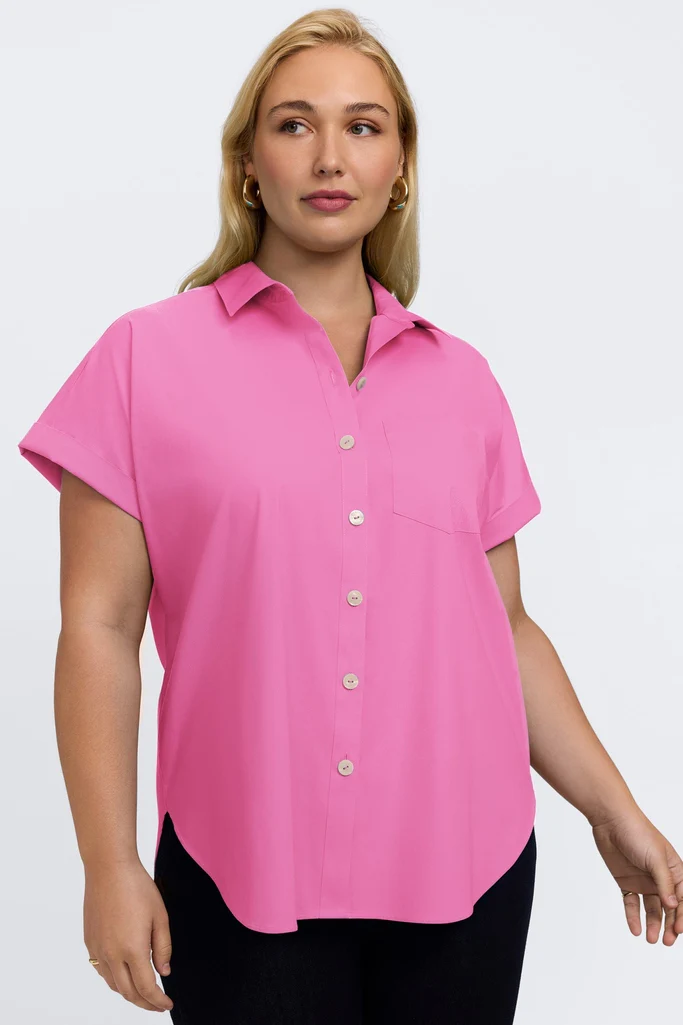 Abigail Plus No Iron Stretch Short Sleeve Shirt - Image 12