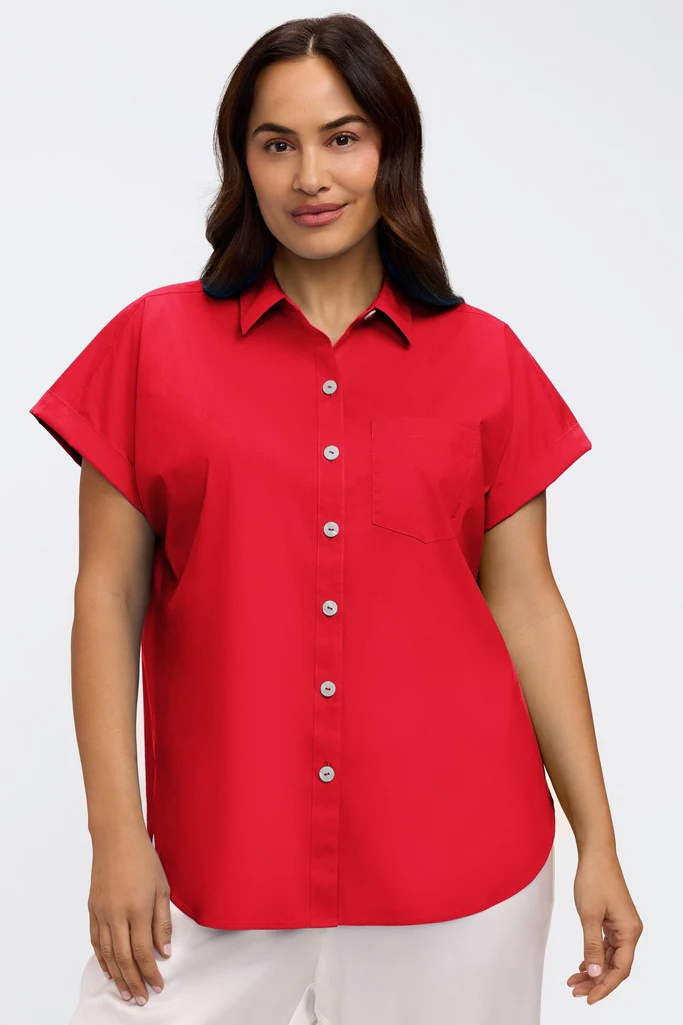 Abigail Plus No Iron Stretch Short Sleeve Shirt - Image 5