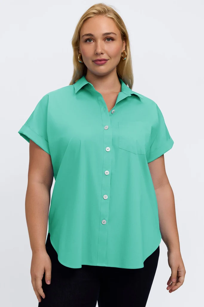 Abigail Plus No Iron Stretch Short Sleeve Shirt - Image 9
