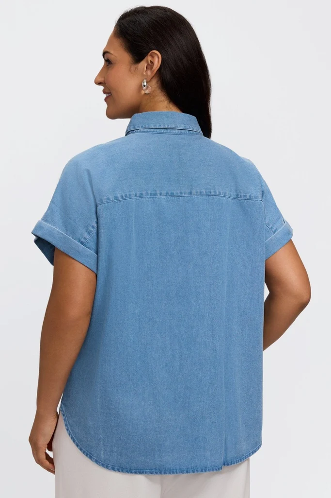 Abigail Plus Tencel® Denim Short Sleeve Shirt - Image 3