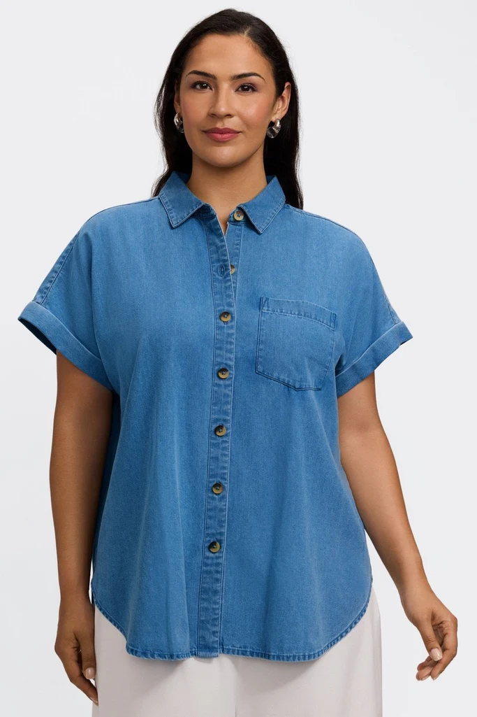 Abigail Plus Tencel® Denim Short Sleeve Shirt - Image 4