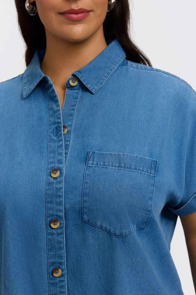 Abigail Plus Tencel® Denim Short Sleeve Shirt - Image 5
