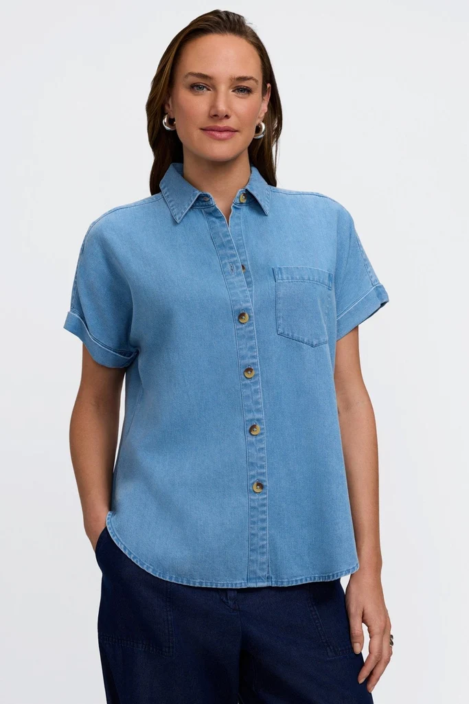 Abigail Tencel® Denim Short Sleeve Shirt - Image 4