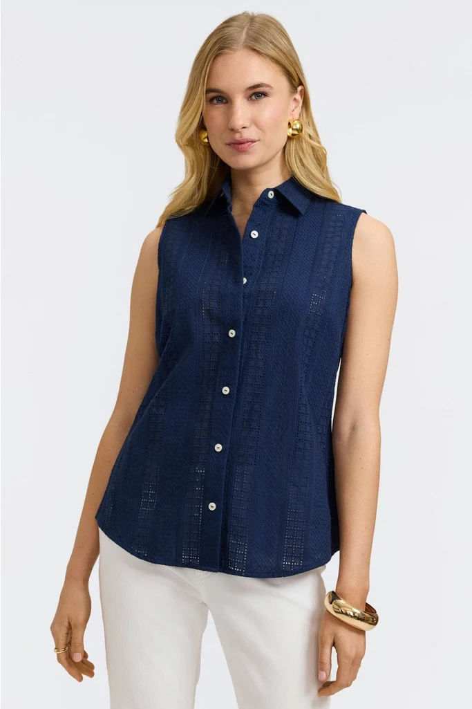 Ada Cotton Eyelet Sleeveless Shirt - Image 10