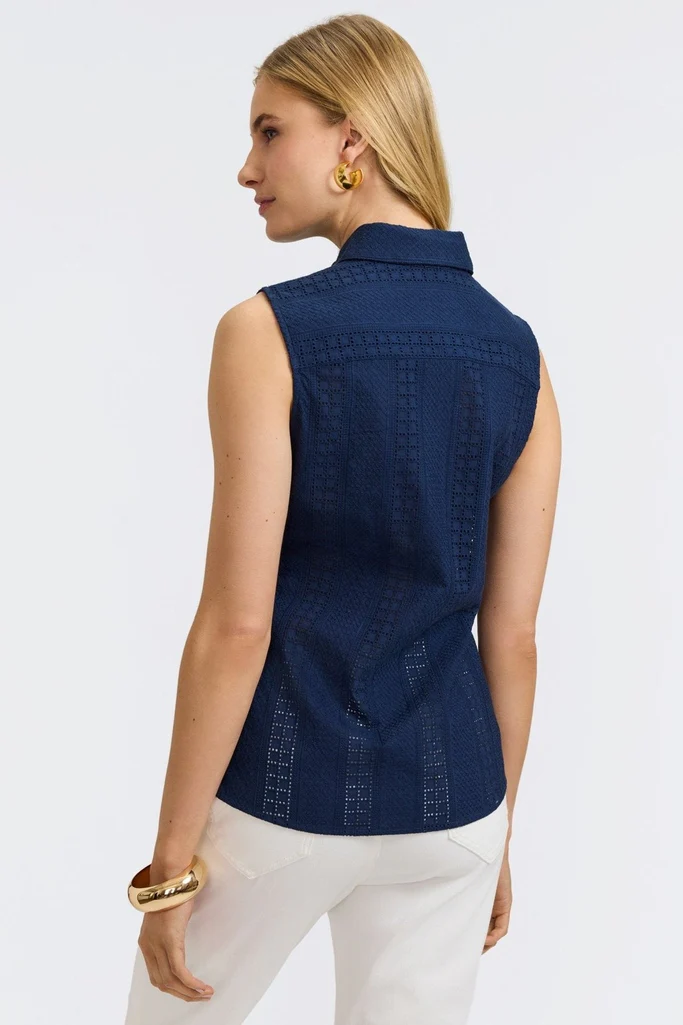 Ada Cotton Eyelet Sleeveless Shirt - Image 12