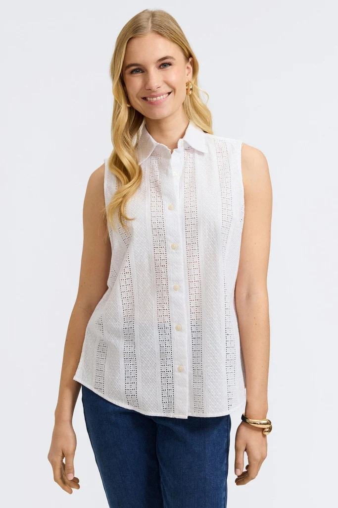Ada Cotton Eyelet Sleeveless Shirt - Image 3