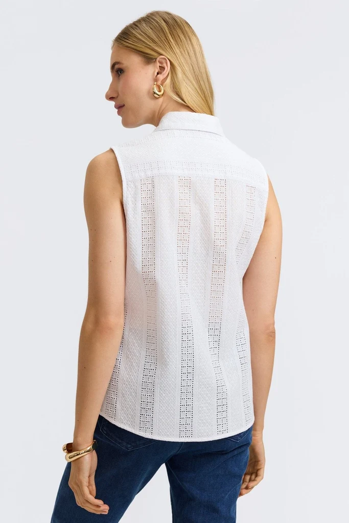 Ada Cotton Eyelet Sleeveless Shirt - Image 4