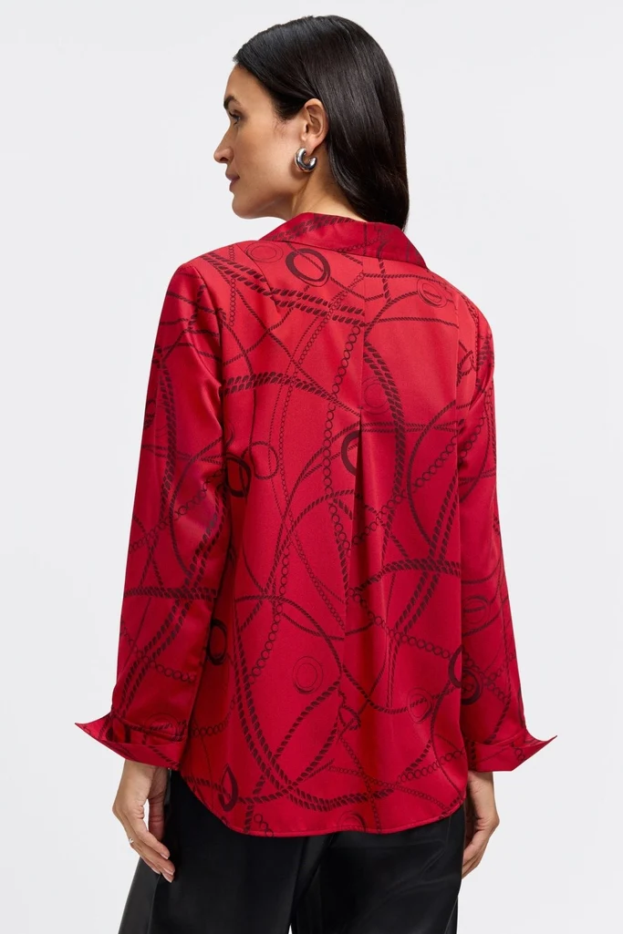 Agnes Chain Stripe Jacquard Long Sleeve Popover Shirt - Image 4