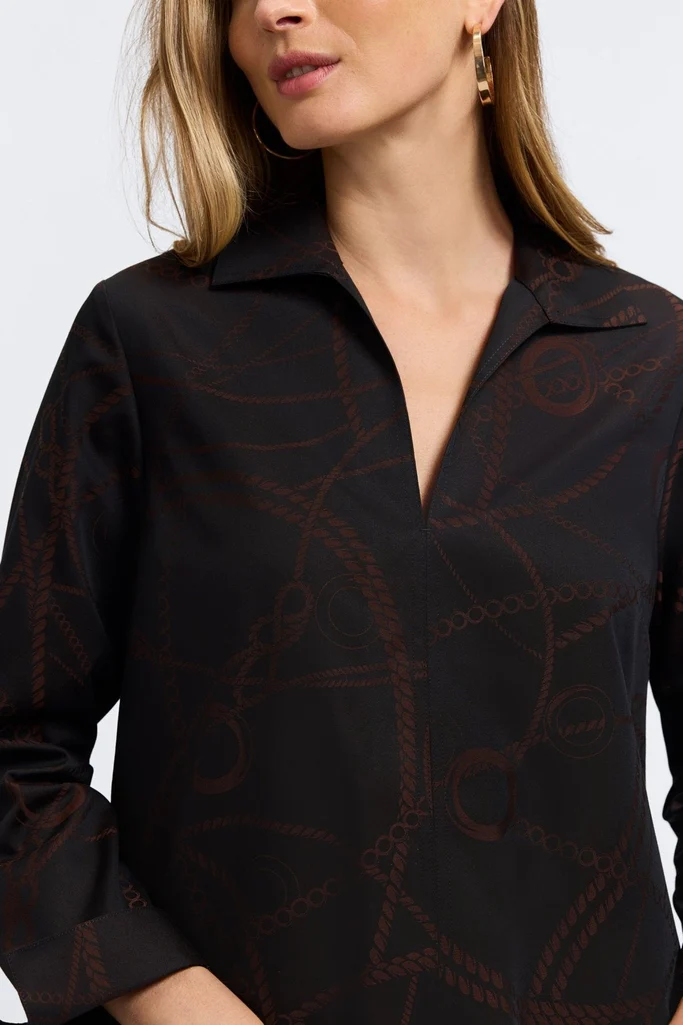 Agnes Chain Stripe Jacquard Long Sleeve Popover Shirt - Image 6