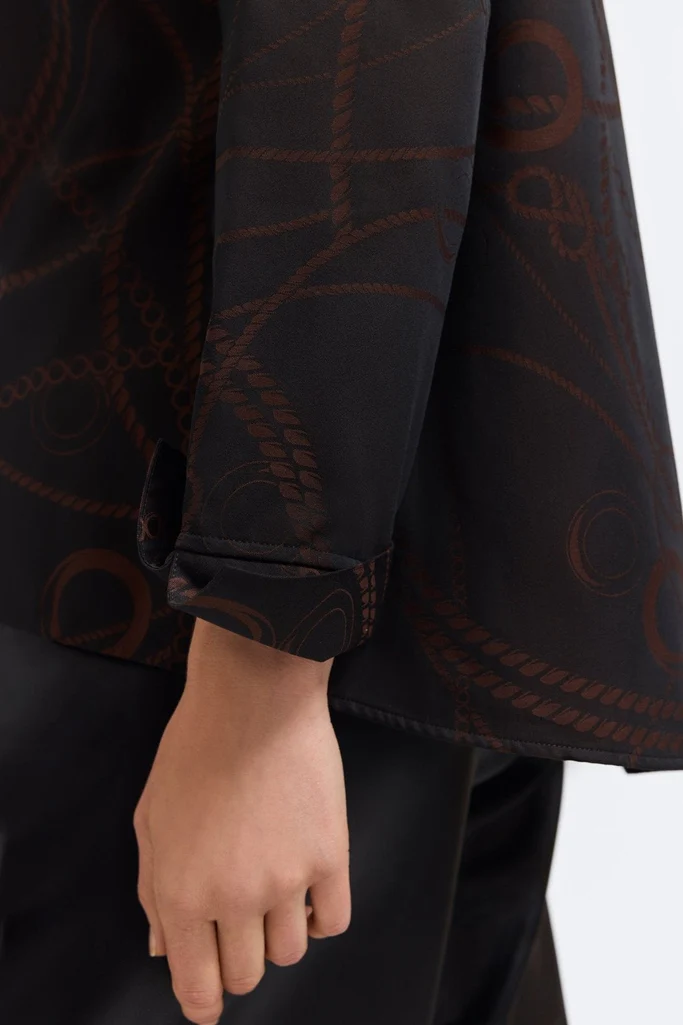 Agnes Chain Stripe Jacquard Long Sleeve Popover Shirt - Image 8