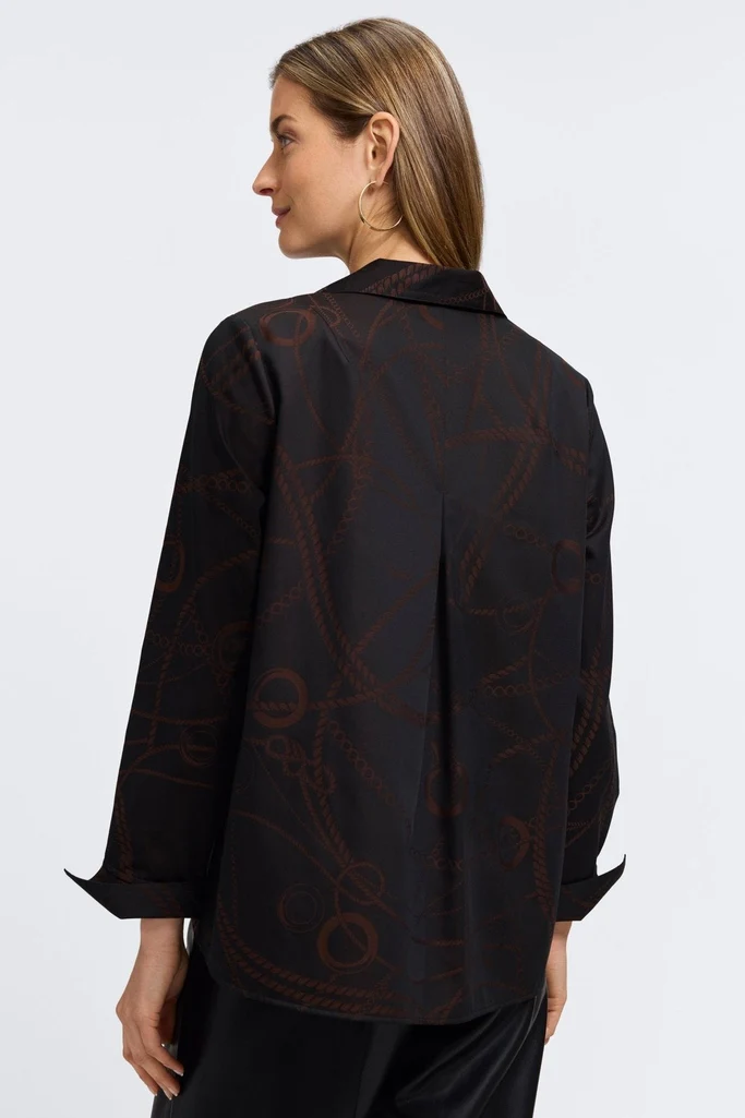 Agnes Chain Stripe Jacquard Long Sleeve Popover Shirt - Image 9