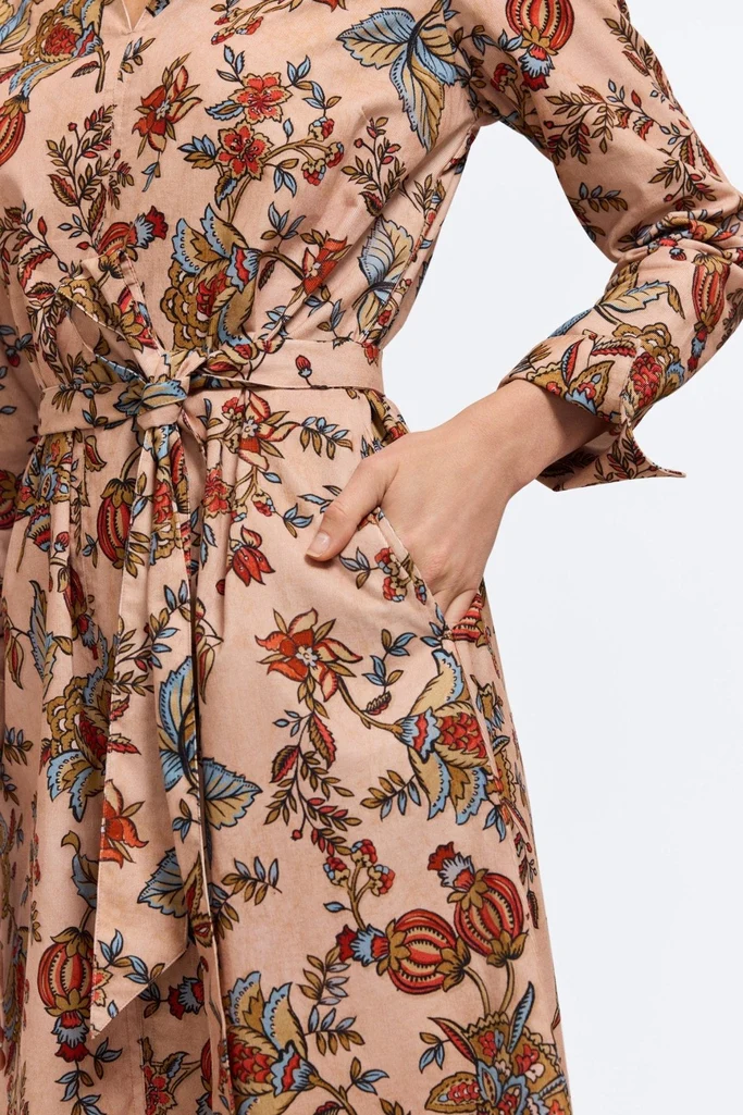 Agnes Corduroy Autumn Jacobean Long Sleeve Dress - Image 4