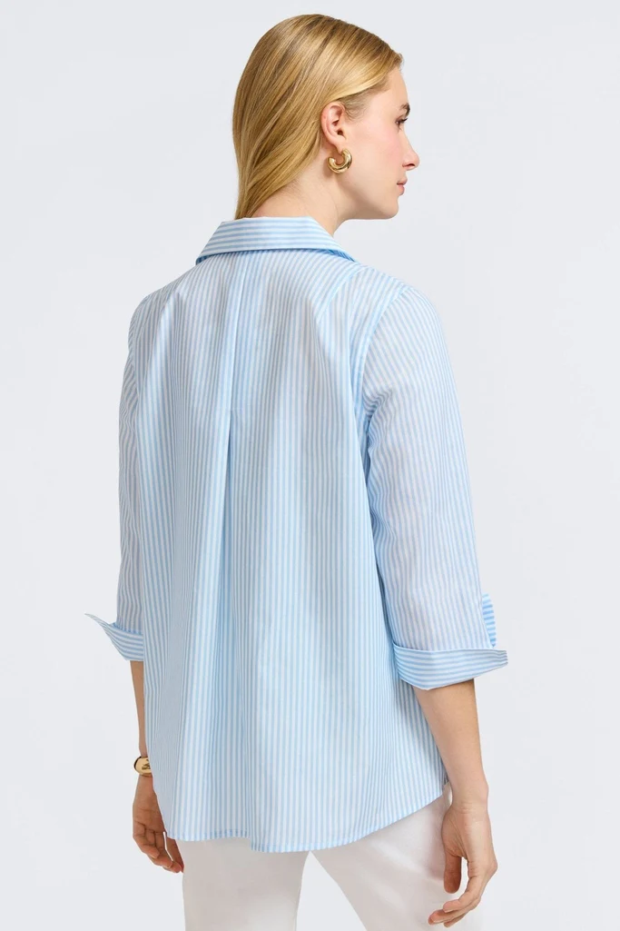 Agnes Striped Floral 3/4 Sleeve Popover Shirt - Image 6