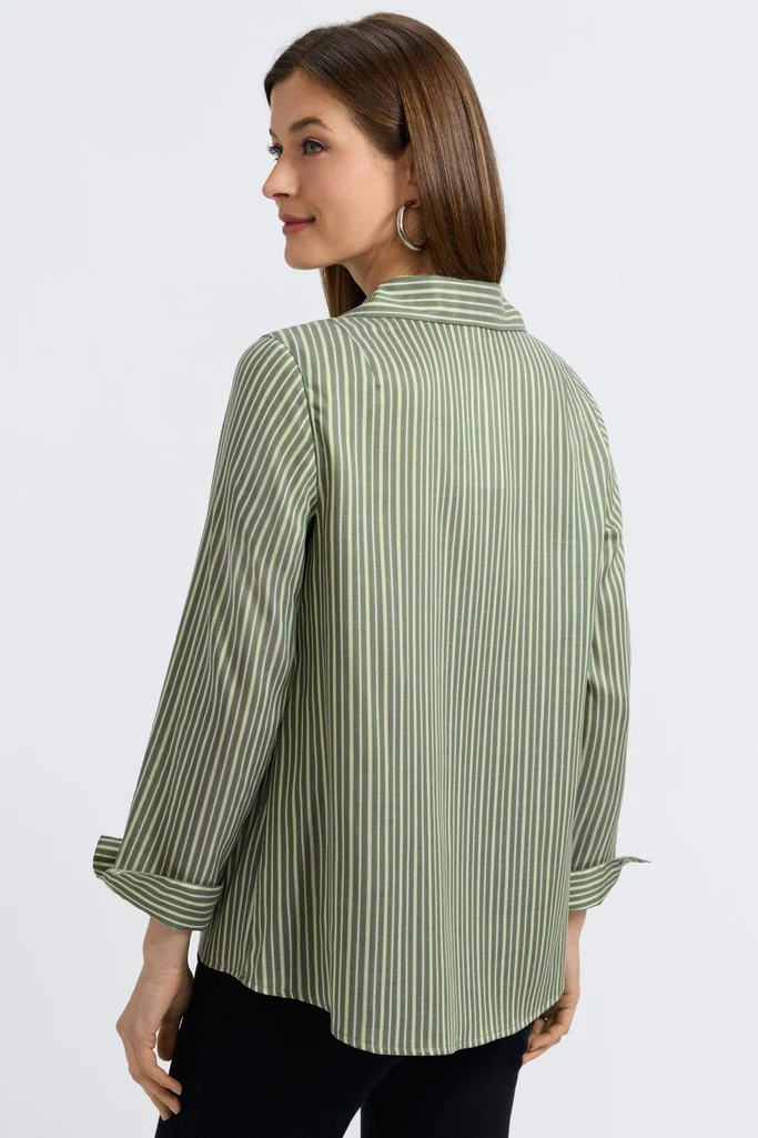Agnes Mini Stripe Long Sleeve Popover Shirt - Image 4