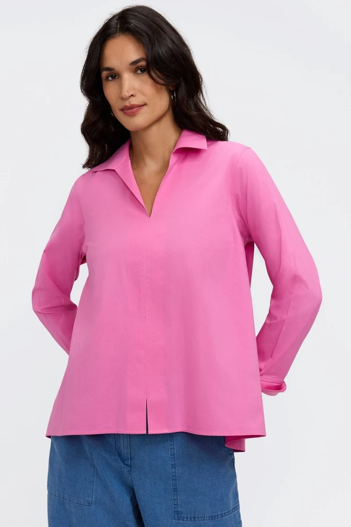 Agnes No Iron Stretch Long Sleeve Popover Shirt - Image 17