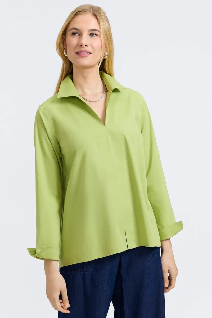 Agnes No Iron Stretch Long Sleeve Popover Shirt - Image 22
