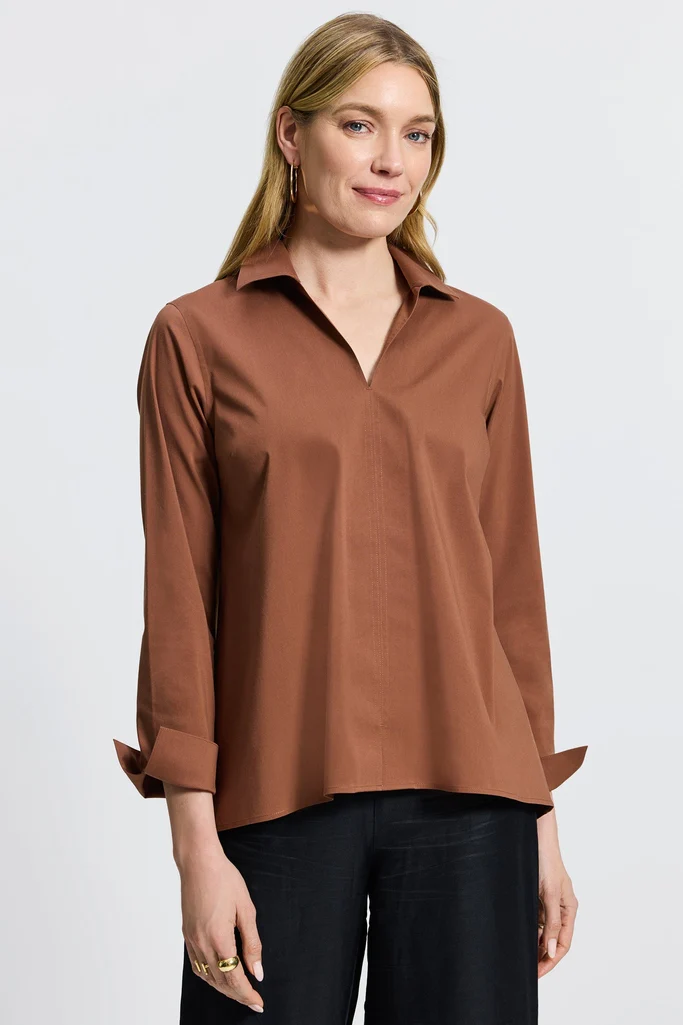 Agnes No Iron Stretch Long Sleeve Popover Shirt - Image 29