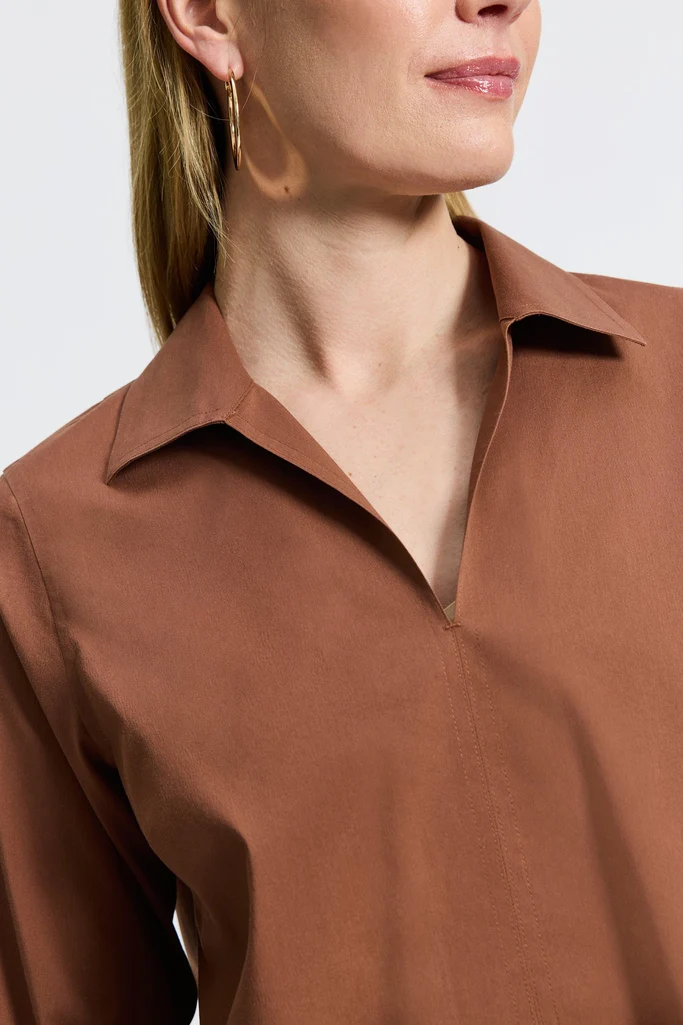 Agnes No Iron Stretch Long Sleeve Popover Shirt - Image 30