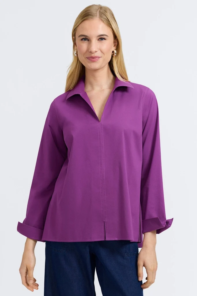 Agnes No Iron Stretch Long Sleeve Popover Shirt - Image 33