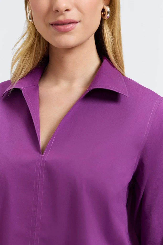 Agnes No Iron Stretch Long Sleeve Popover Shirt - Image 34