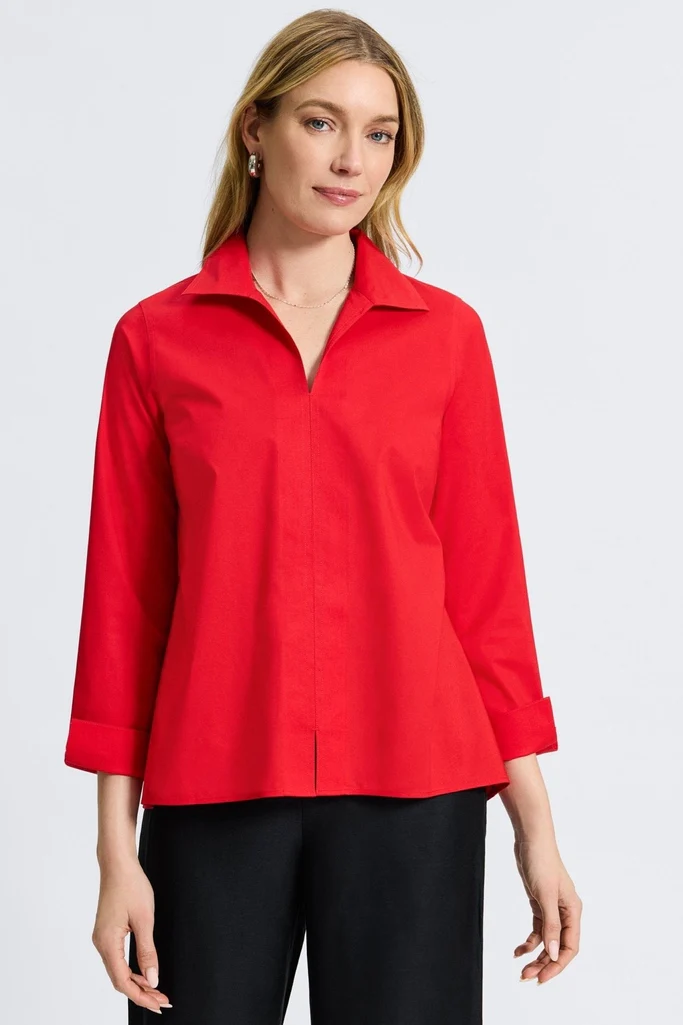 Agnes No Iron Stretch Long Sleeve Popover Shirt - Image 37