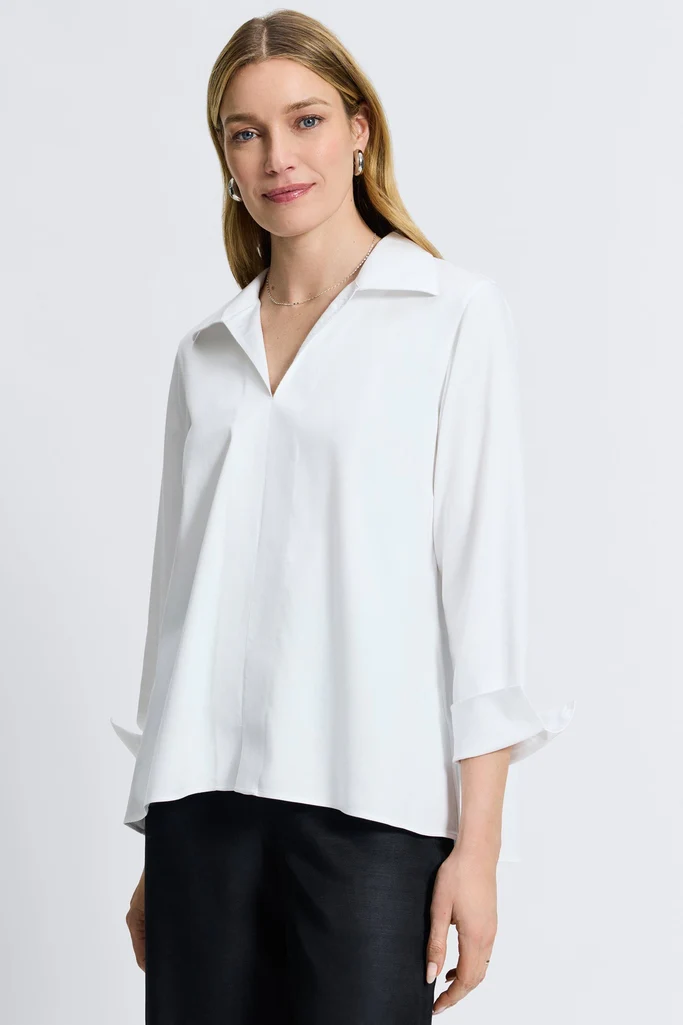 Agnes Petite No Iron Stretch Long Sleeve Popover Shirt - Image 23