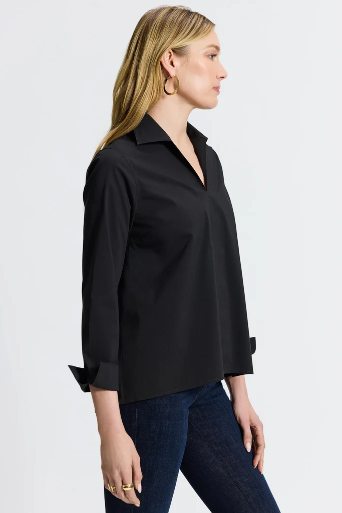 Agnes Petite No Iron Stretch Long Sleeve Popover Shirt - Image 19