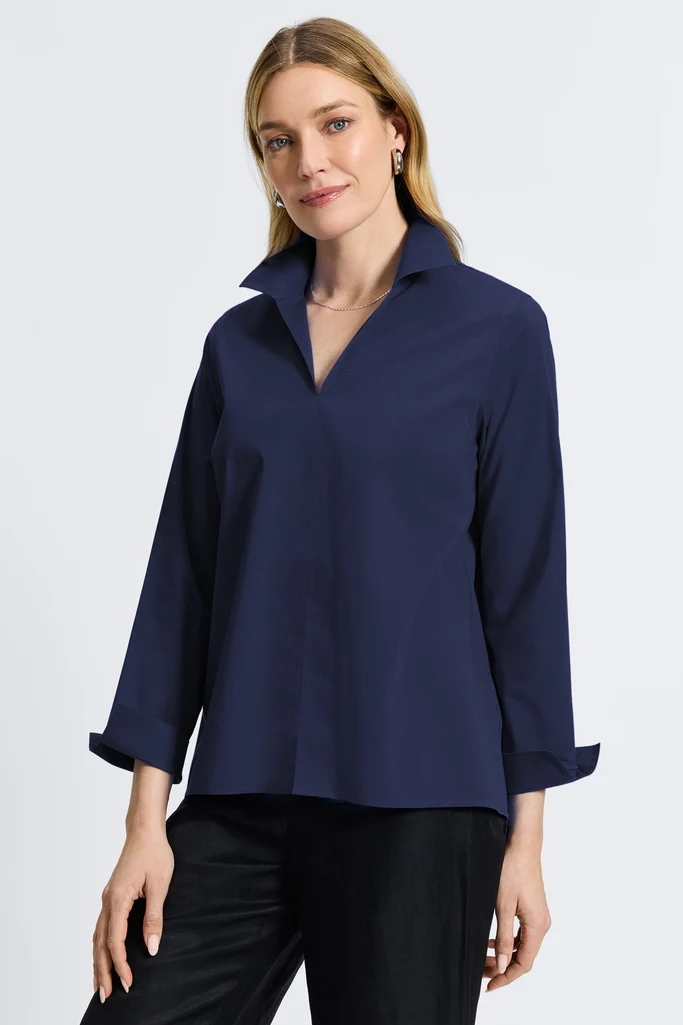 Agnes No Iron Stretch Long Sleeve Popover Shirt - Image 5