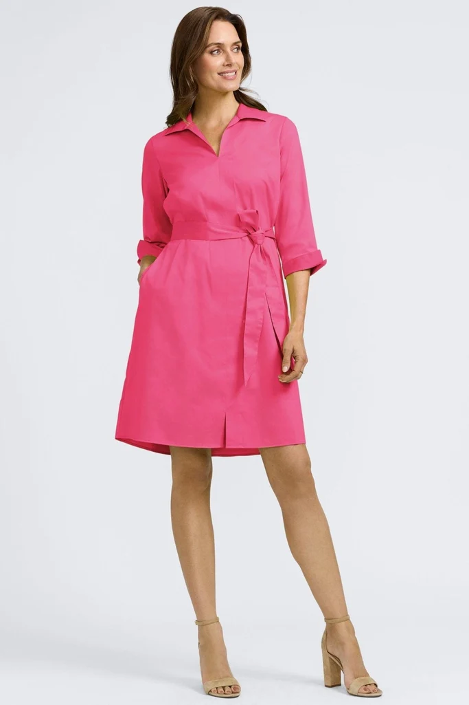 Agnes Stretch Matte Sateen 3/4 Sleeve Dress - Image 12