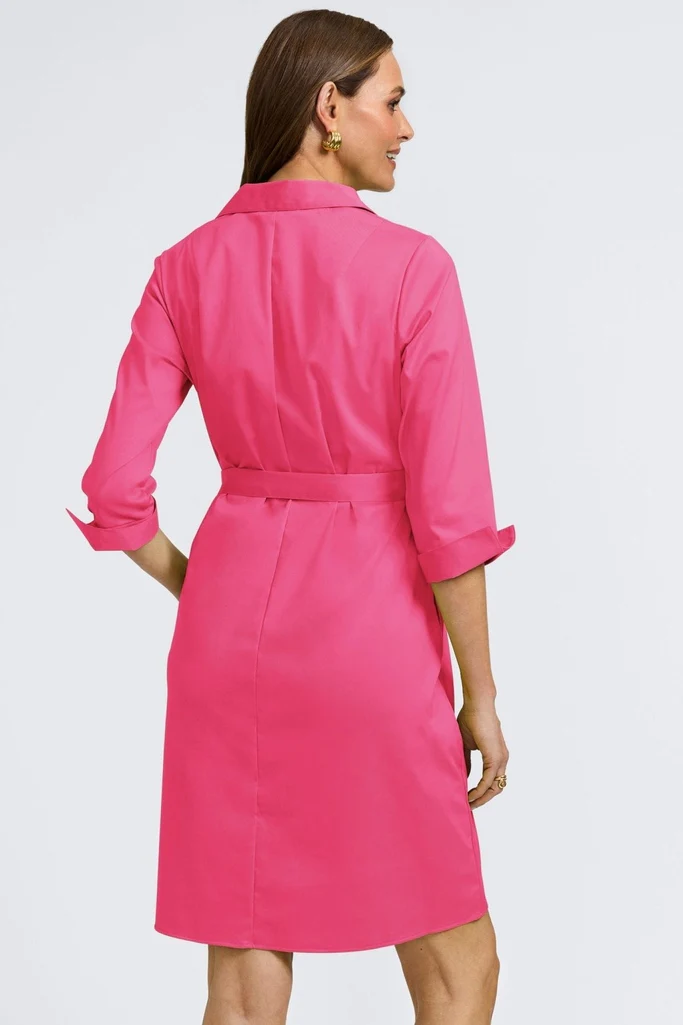 Agnes Stretch Matte Sateen 3/4 Sleeve Dress - Image 13