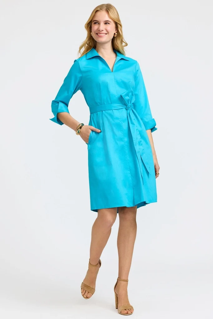 Agnes Stretch Matte Sateen 3/4 Sleeve Dress - Image 16