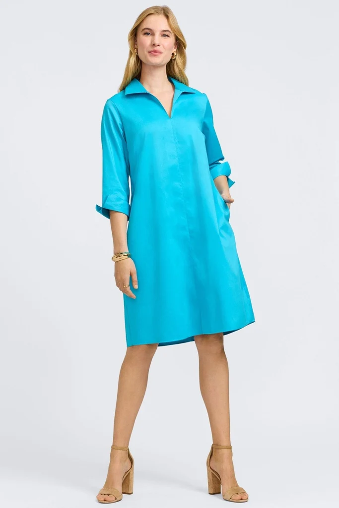 Agnes Stretch Matte Sateen 3/4 Sleeve Dress - Image 17