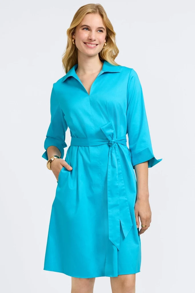 Agnes Stretch Matte Sateen 3/4 Sleeve Dress - Image 18