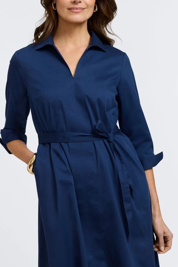 Agnes Stretch Matte Sateen 3/4 Sleeve Dress - Image 3