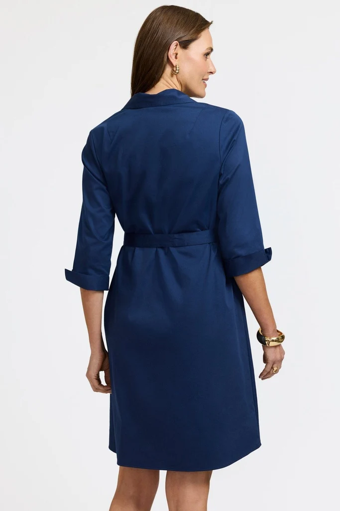 Agnes Stretch Matte Sateen 3/4 Sleeve Dress - Image 4