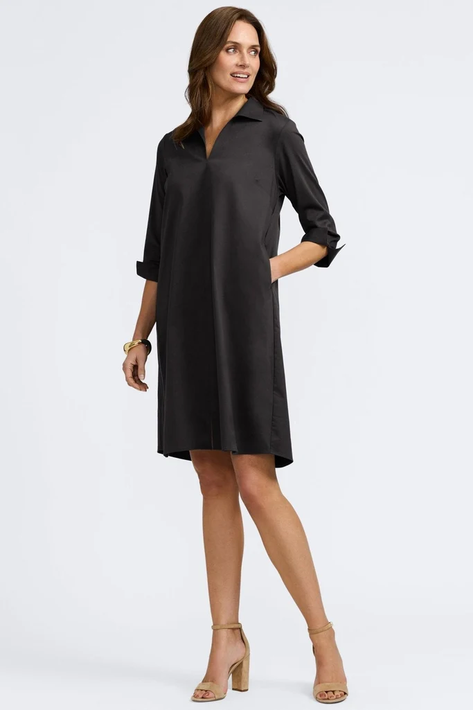 Agnes Stretch Matte Sateen 3/4 Sleeve Dress - Image 6