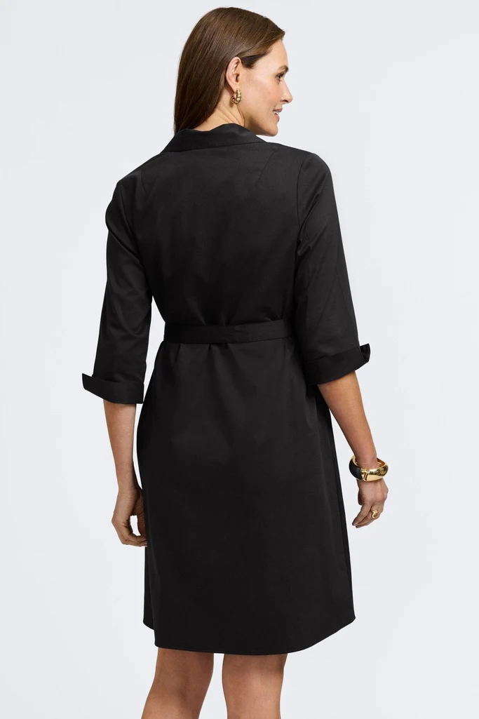 Agnes Stretch Matte Sateen 3/4 Sleeve Dress - Image 7