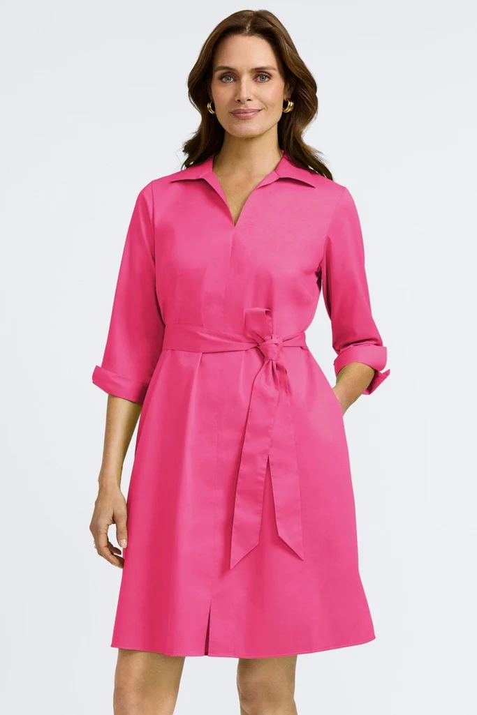 Agnes Stretch Matte Sateen 3/4 Sleeve Dress - Image 8