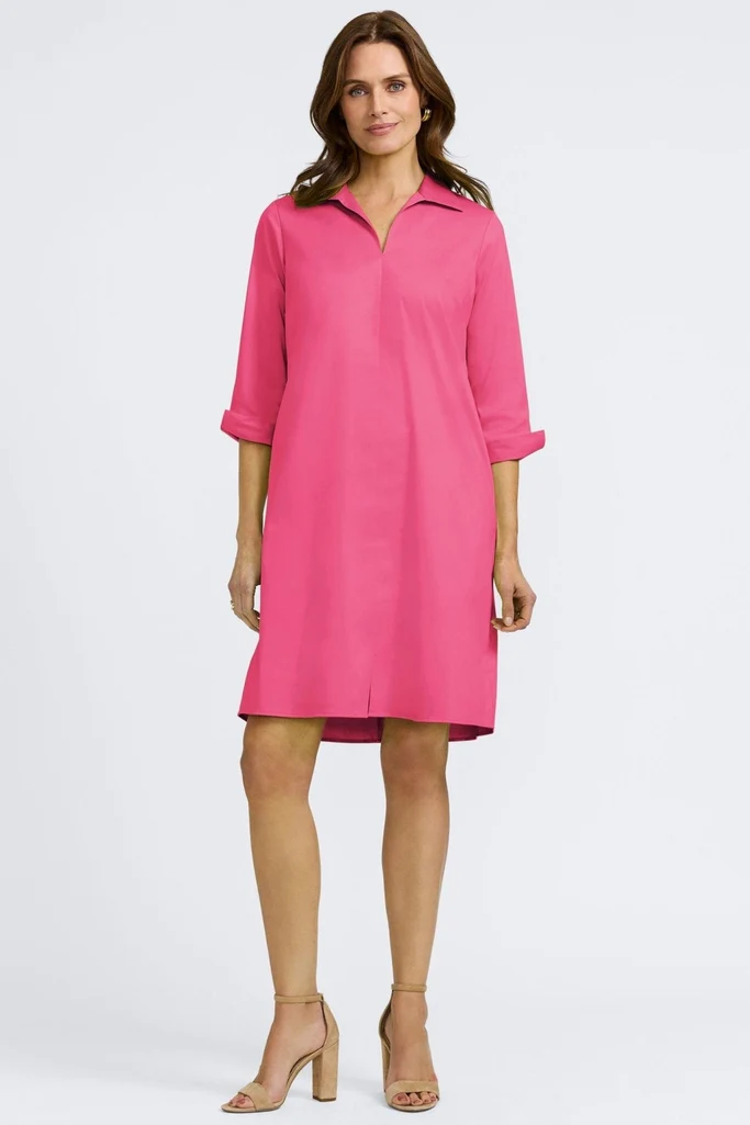 Agnes Stretch Matte Sateen 3/4 Sleeve Dress - Image 9