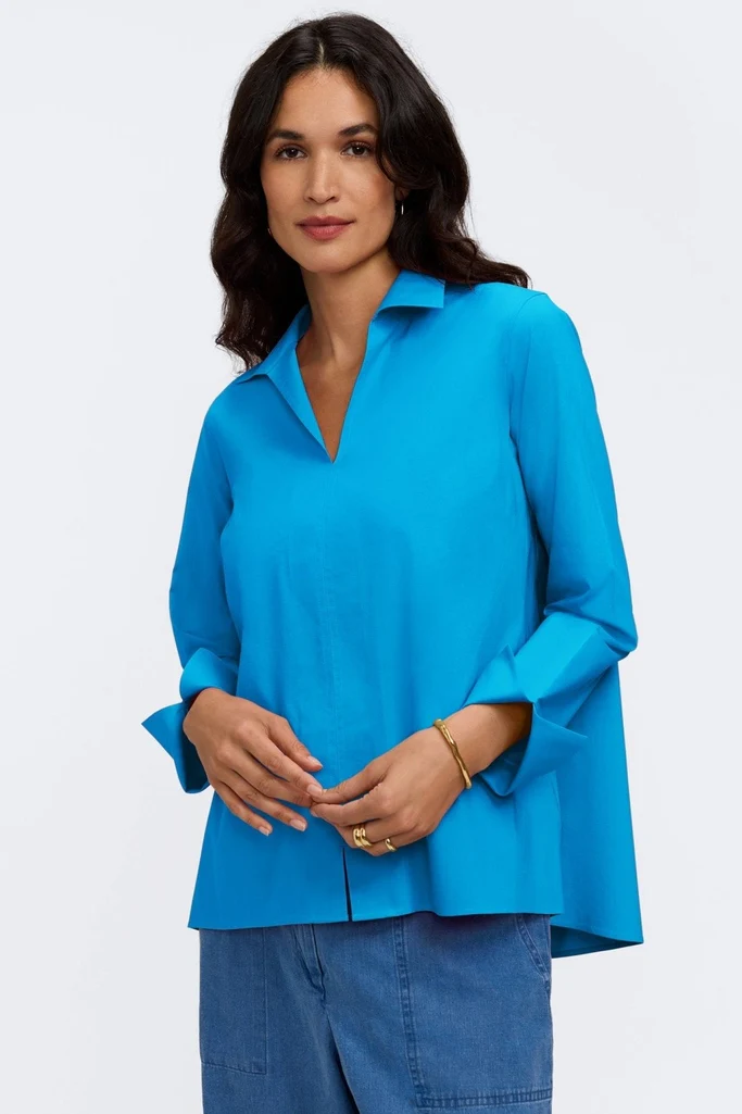 Agnes Petite No Iron Stretch Long Sleeve Popover Shirt - Image 14