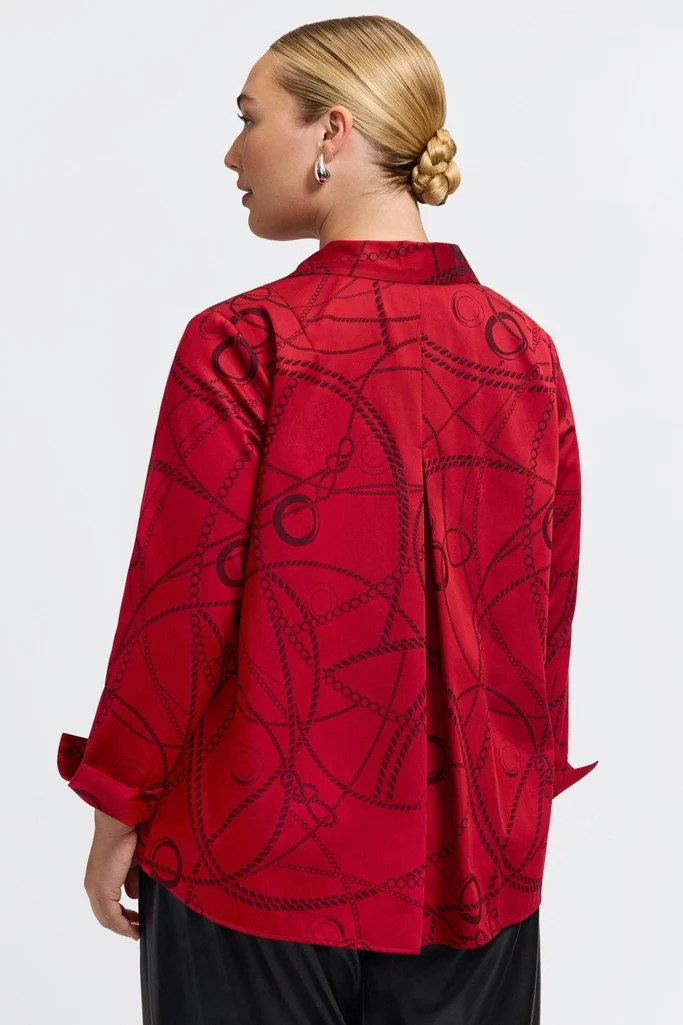 Agnes Plus Chain Stripe Jacquard Long Sleeve Popover Shirt - Image 4