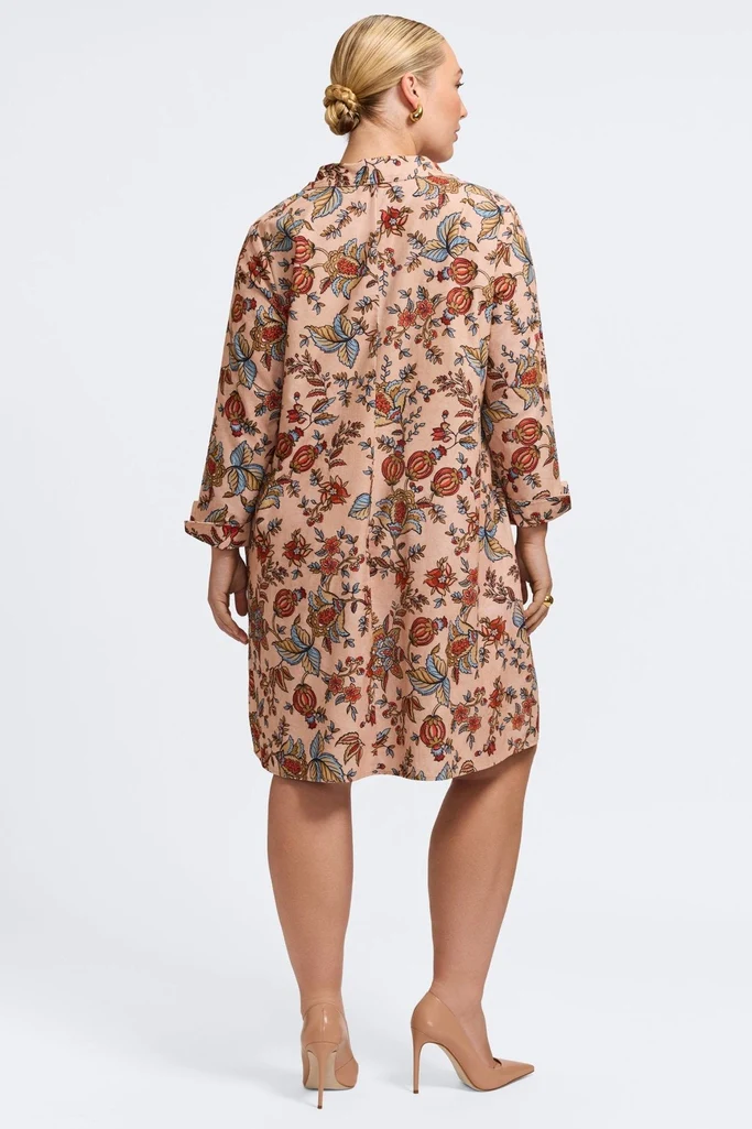 Agnes Plus Corduroy Autumn Jacobean Long Sleeve Dress - Image 4