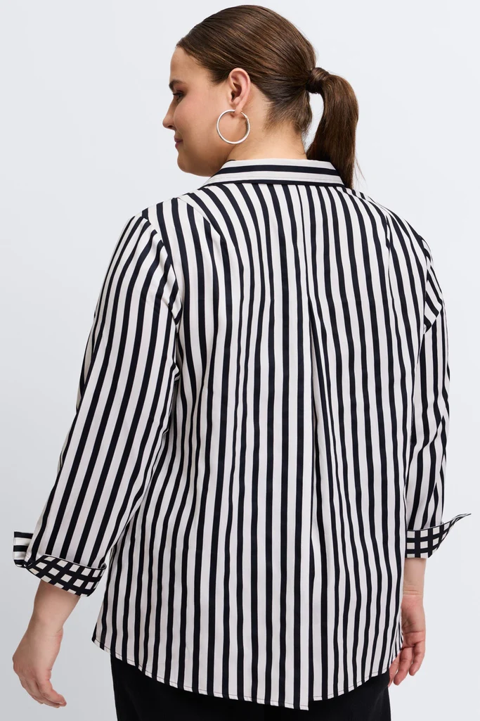Agnes Plus Stripe & Gingham Long Sleeve Popover Shirt - Image 5