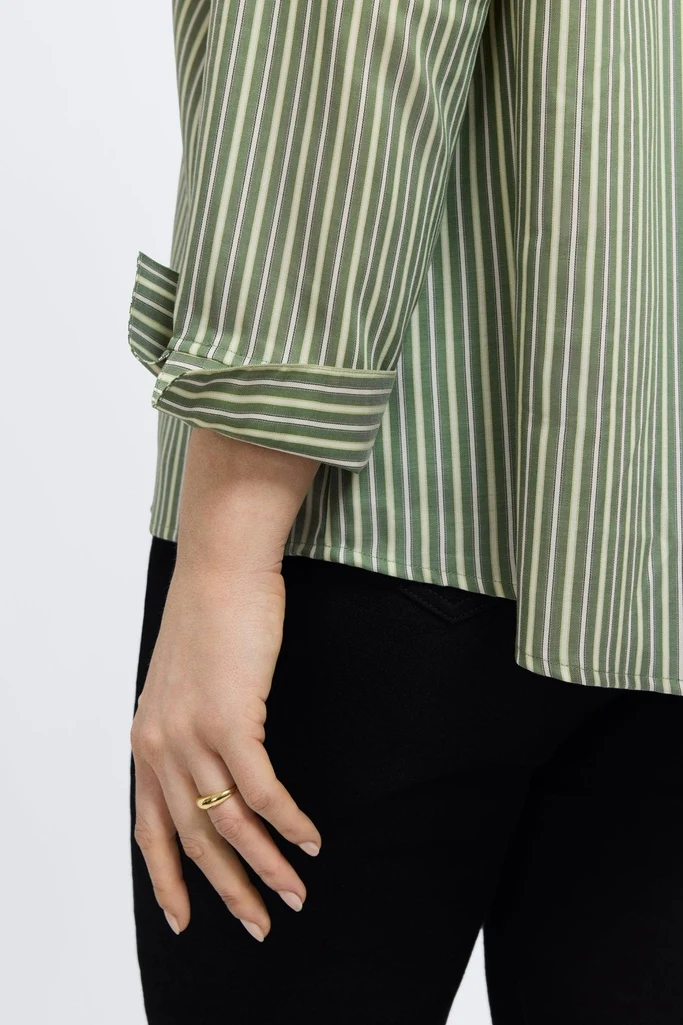 Agnes Plus Mini Stripe Long Sleeve Popover Shirt - Image 3