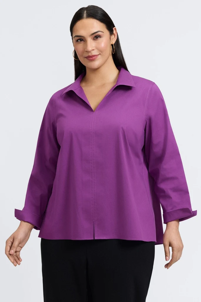 Agnes Plus No Iron Stretch Long Sleeve Popover Shirt - Image 22